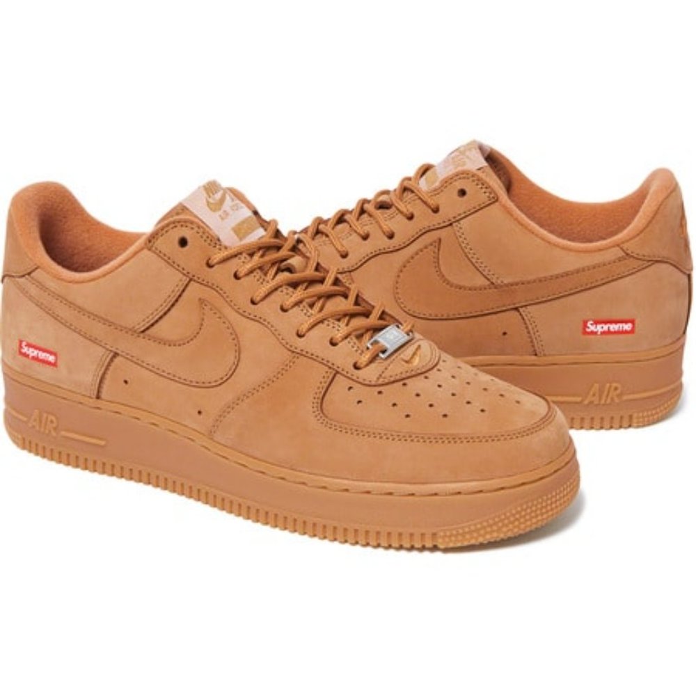 Size 12 - Nike Air Force 1 Low x Supreme Box Logo - Wheat Flax 2020 DN1555-200